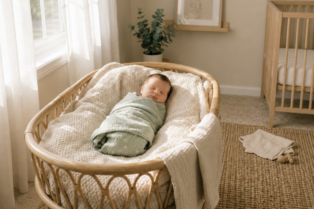 baby products for newborns baby sleeping in bassinet