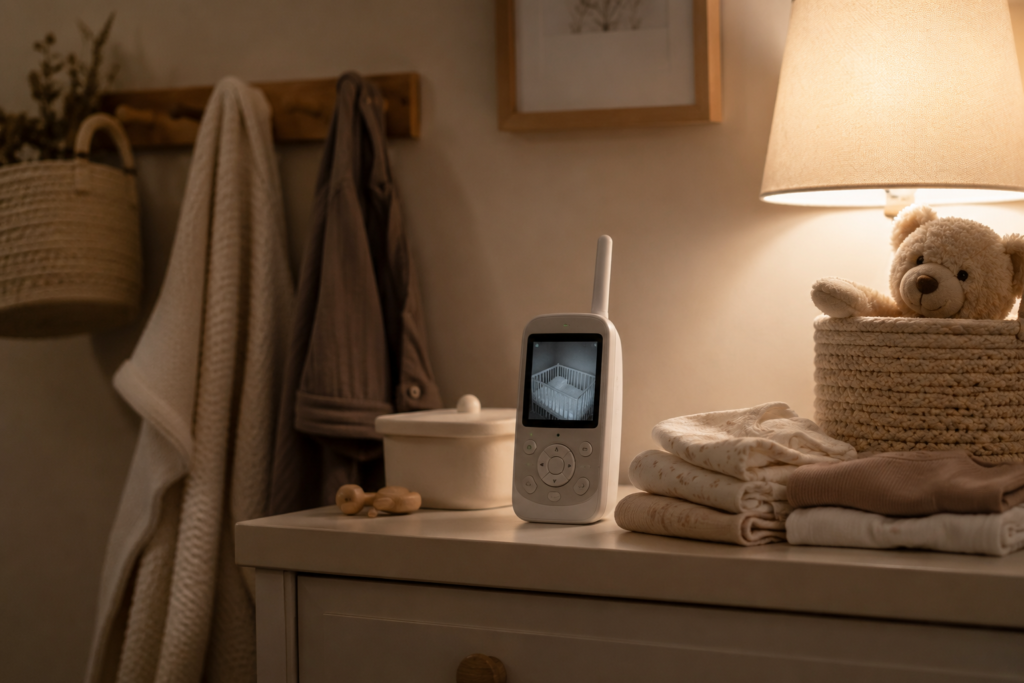 best baby monitors for new parents in a calm neutral nursery