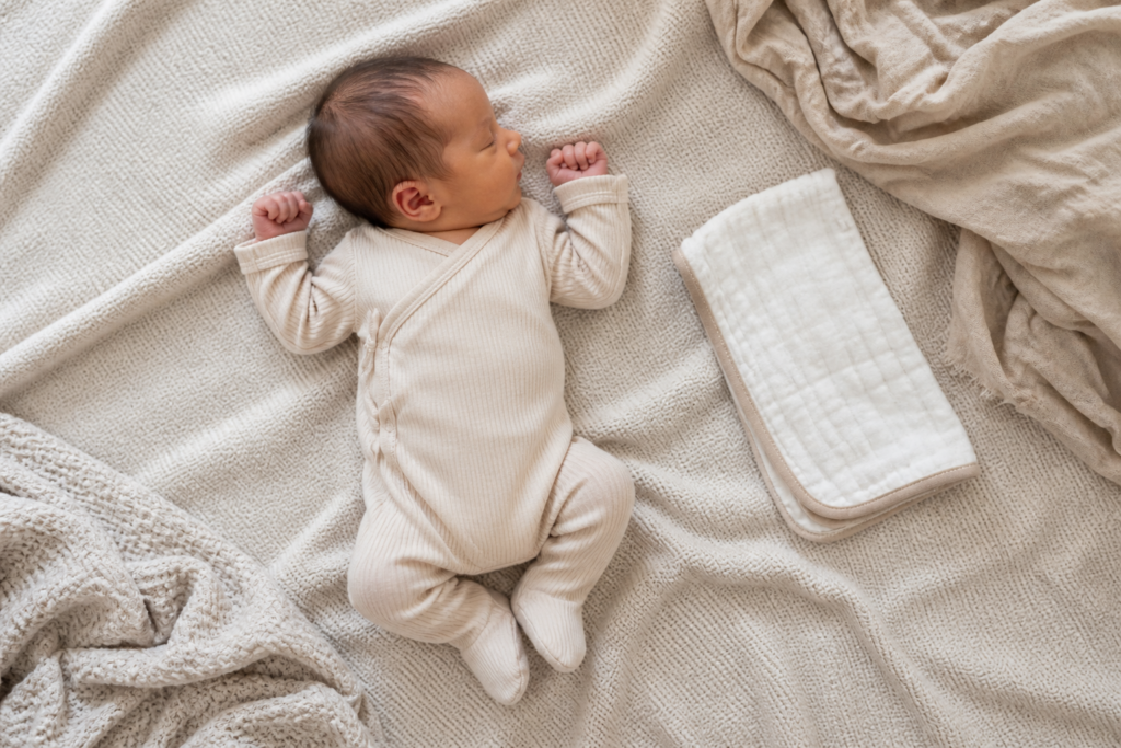 Soft organic burp cloths for newborns used during everyday feeding and spit up