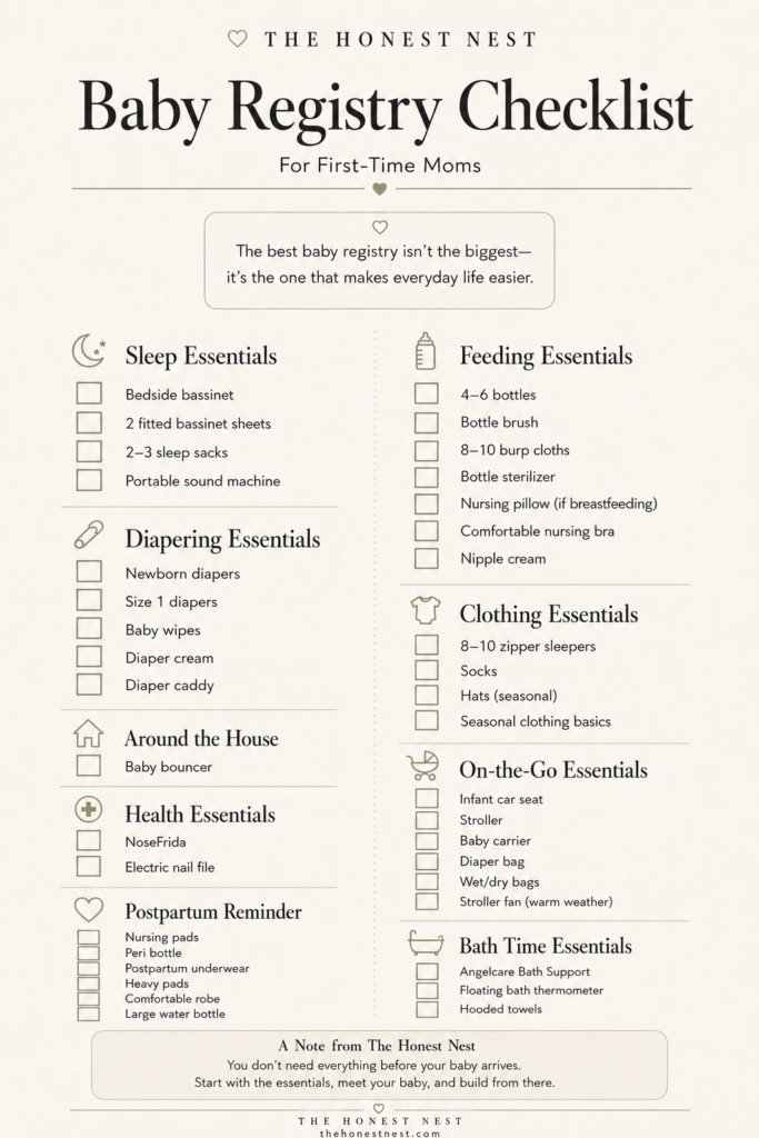 Free printable Baby Registry Checklist for first-time moms